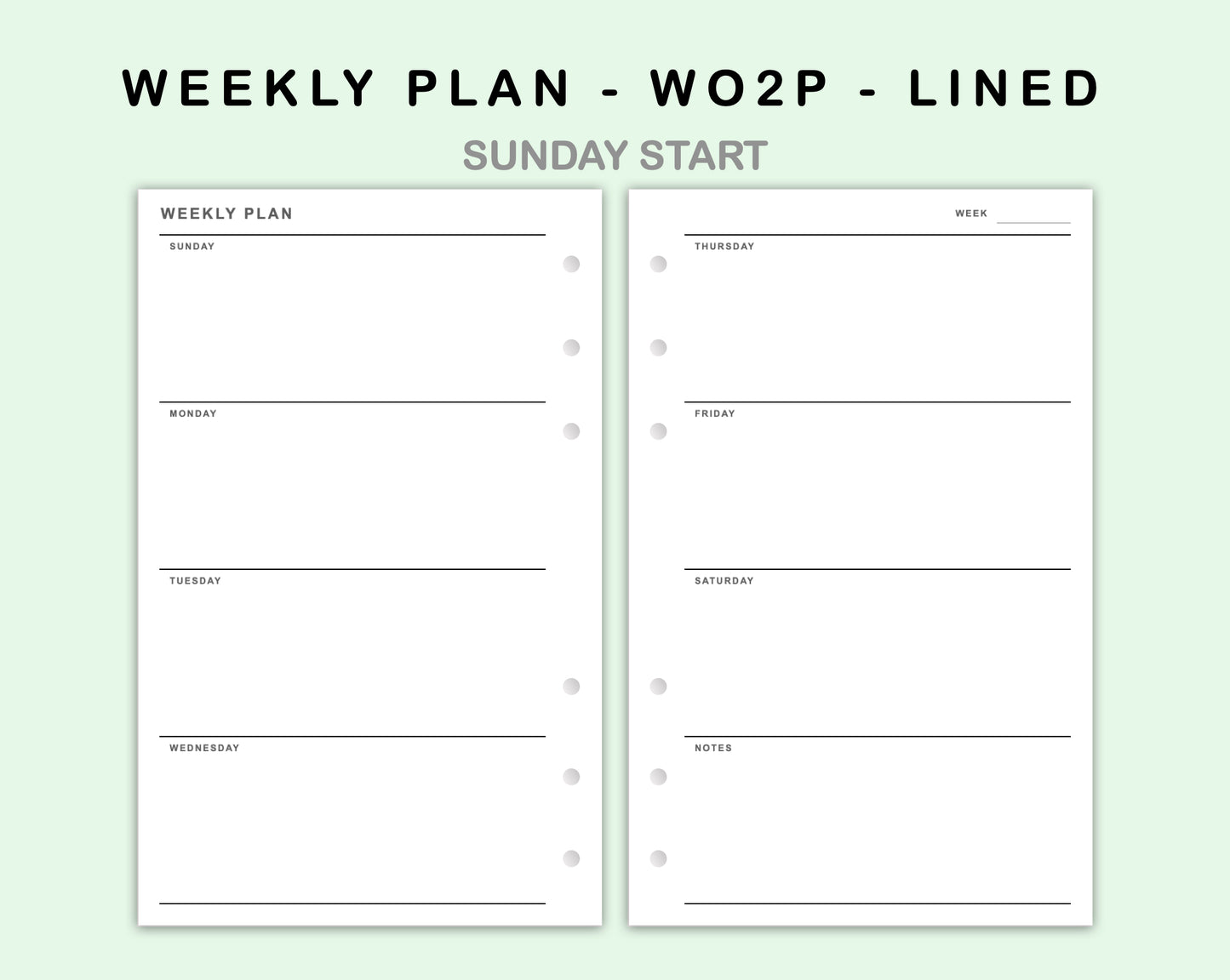 FC Compact Inserts - Weekly Plan - WO2P - Lined