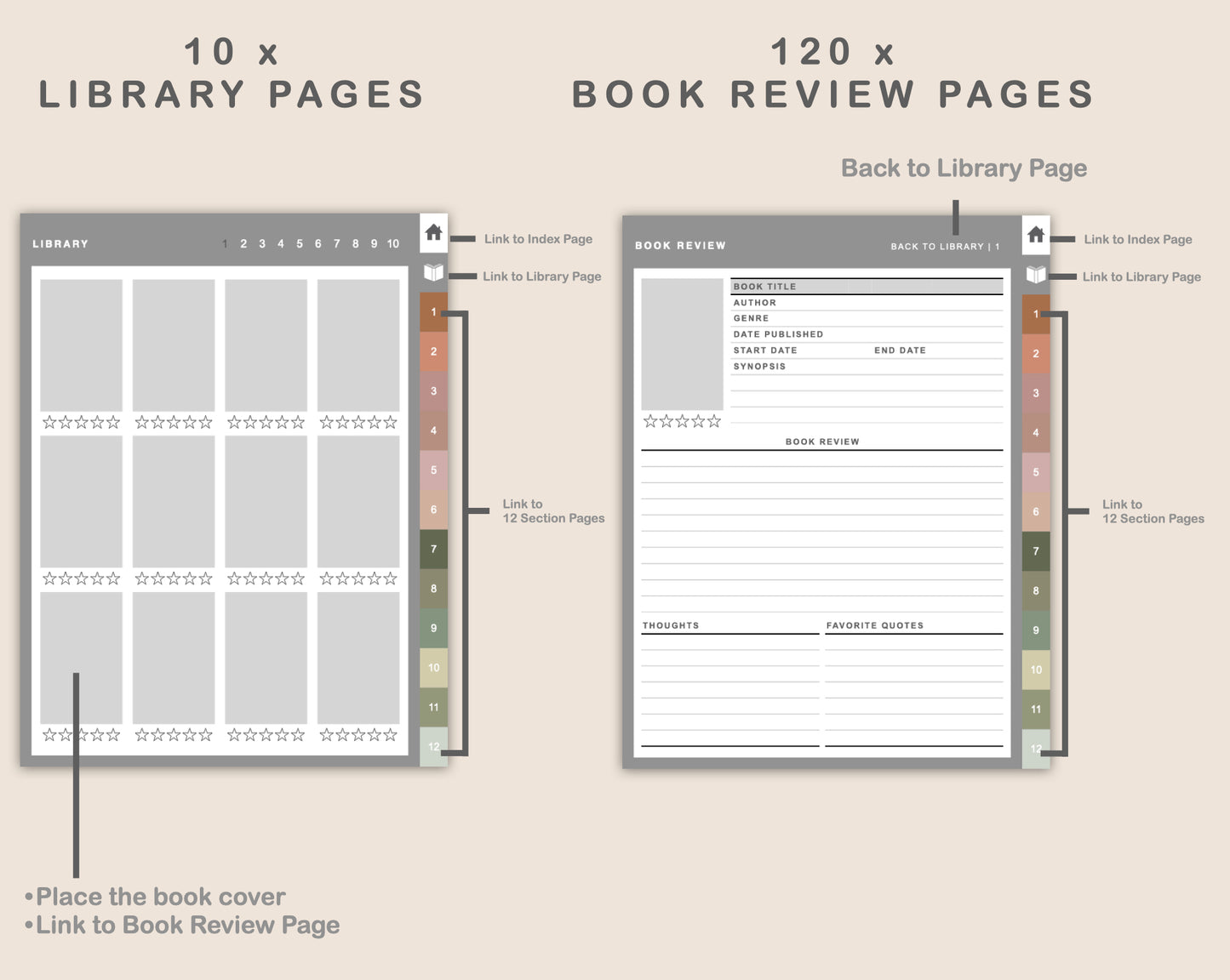 Digital Reading Planner - Portrait - Neutral