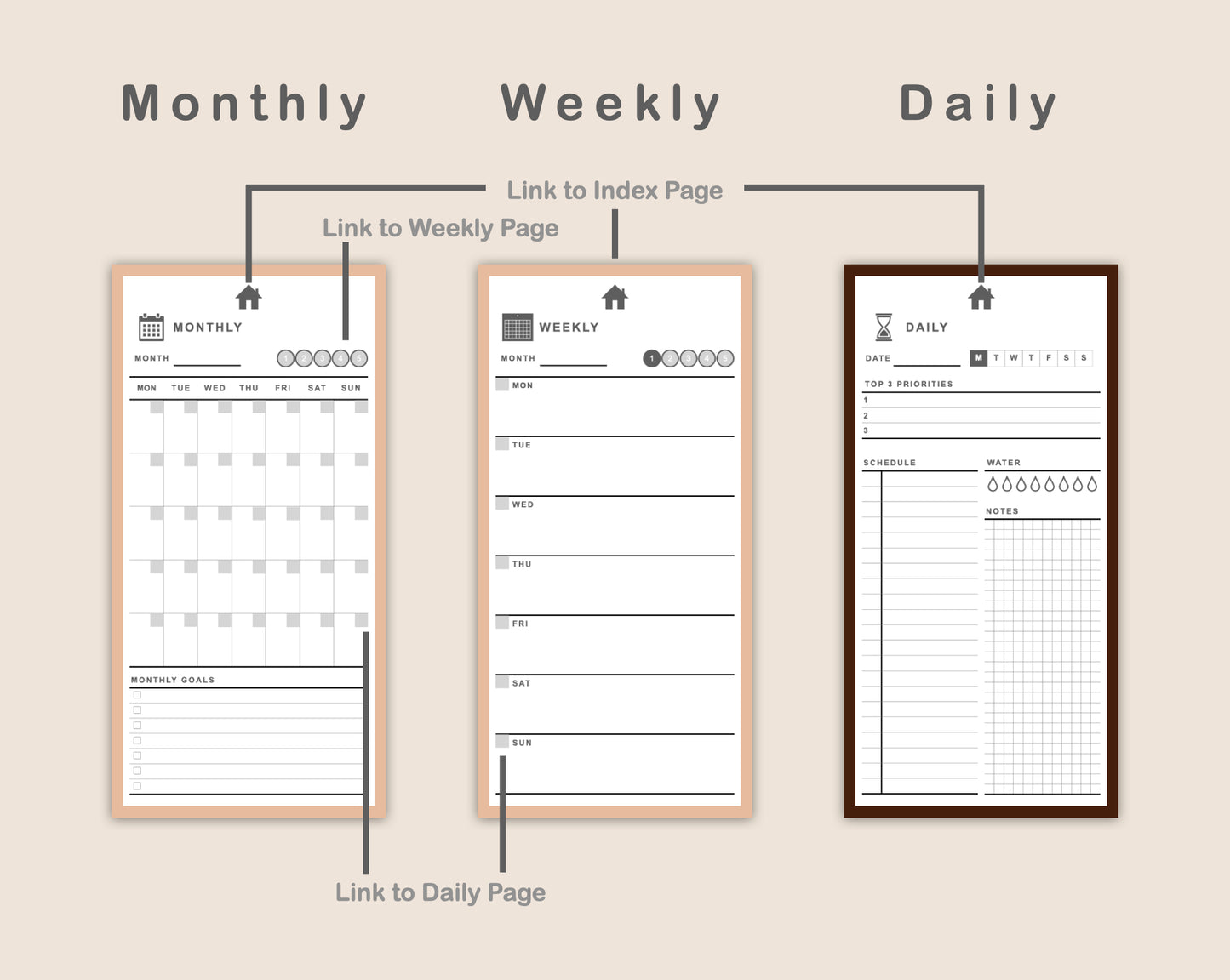 Digital Phone Planner - Brown Coffee