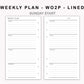 Personal Inserts - Weekly Plan - WO2P - Lined
