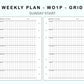 Personal Wide Inserts - Weekly Plan - WO1P - Grid