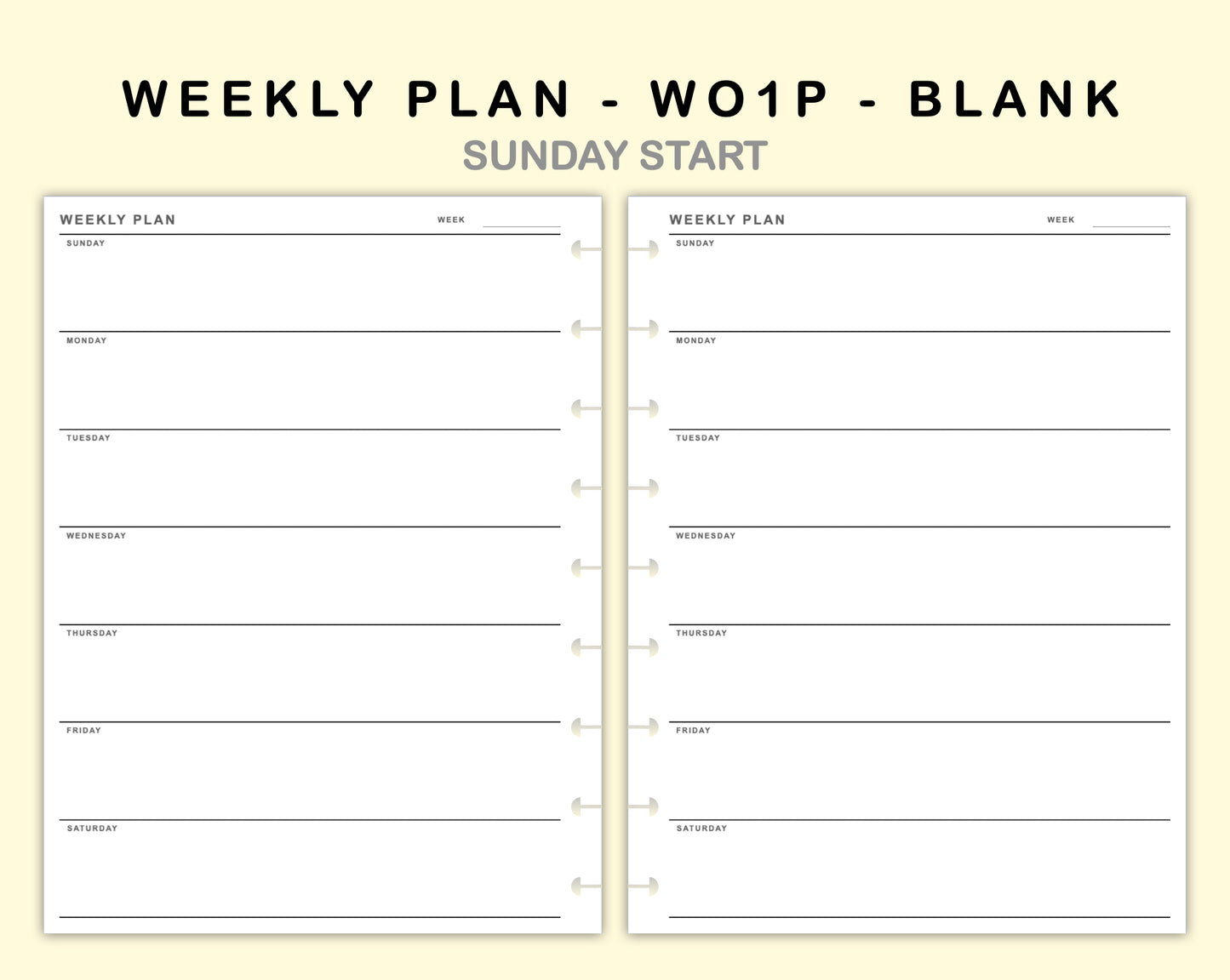 Classic HP Inserts - Weekly Plan - WO1P - Blank