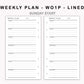 Personal Inserts - Weekly Plan - WO1P - Lined