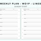 Personal Wide Inserts - Weekly Plan - WO1P - Lined