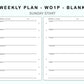 Personal Wide Inserts - Weekly Plan - WO1P - Blank