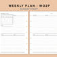 Mini Happy Planner Inserts - Weekly Plan - WO2P - with Calendar