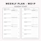 Personal Inserts - Weekly Plan - WO1P - with Top Priority