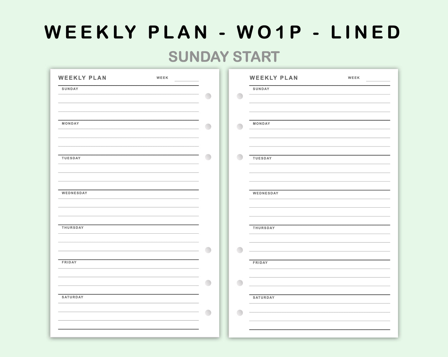 FC Compact Inserts - Weekly Plan - WO1P - Lined