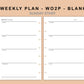 Mini Happy Planner Inserts - Weekly Plan - WO2P - Blank