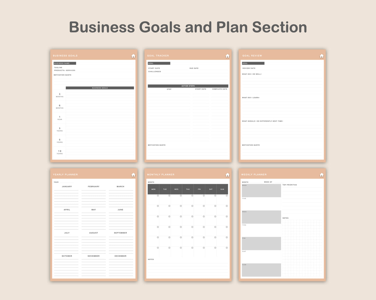 Digital Small Business Planner - Coffee Brown