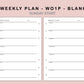 B6 Inserts - Weekly Plan - WO1P - Blank