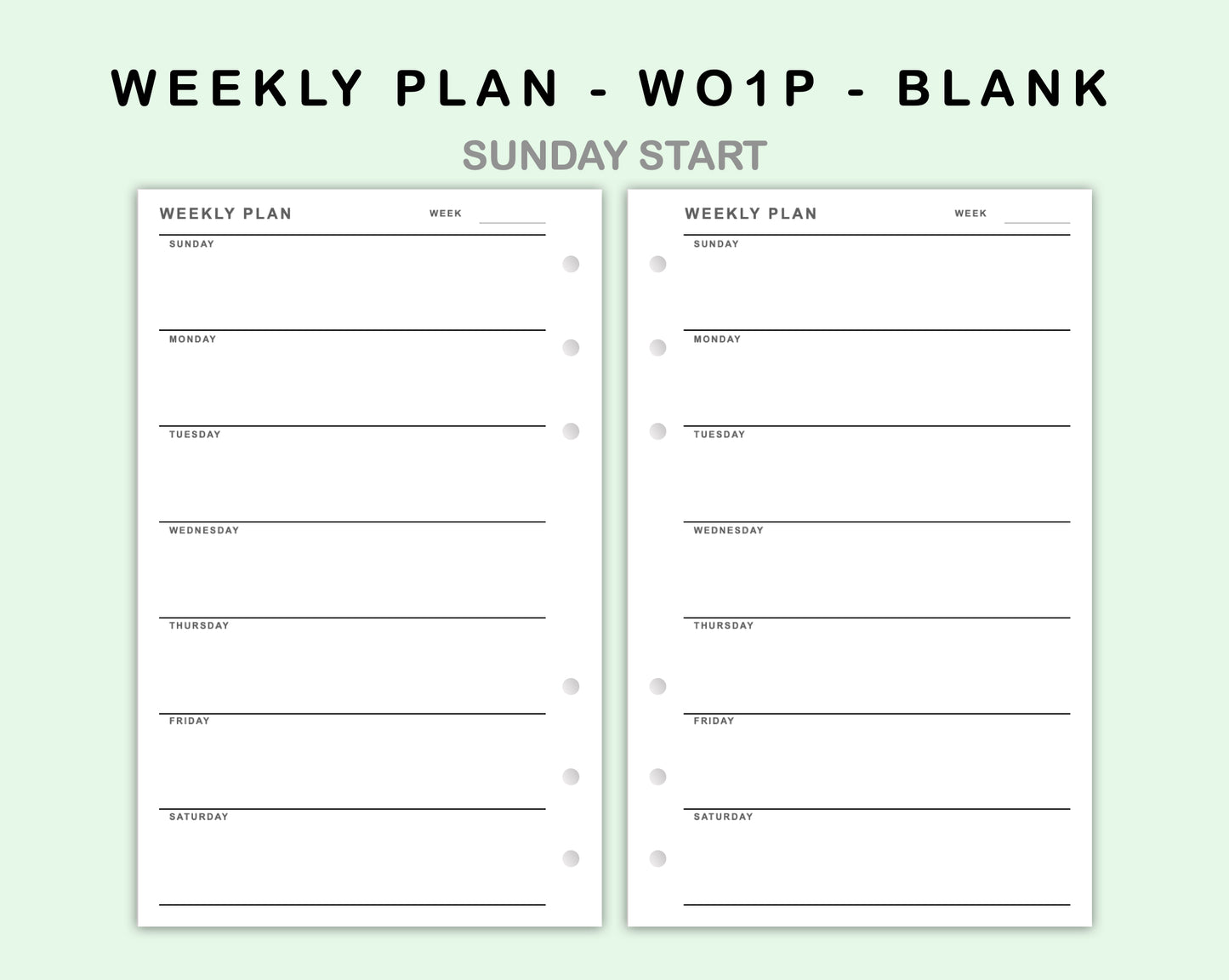 FC Compact Inserts - Weekly Plan - WO1P - Blank