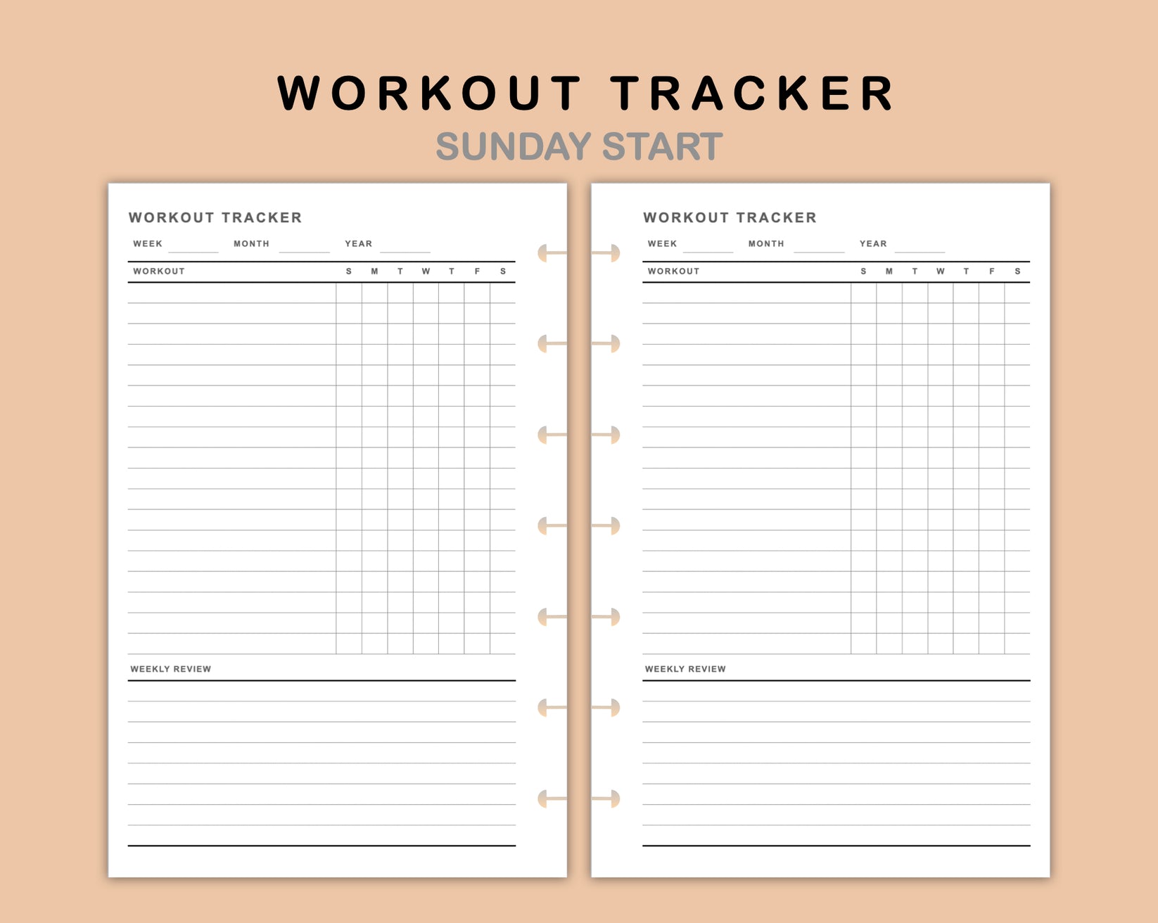 Mini Happy Planner Inserts Workout Tracker Kjunstudio