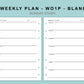 B6 Wide Inserts - Weekly Plan - WO1P - Blank