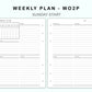 Personal Wide Inserts - Weekly Plan - WO2P - with Calendar