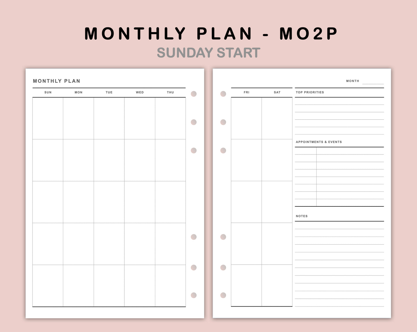 B6 Inserts - Monthly Plan - MO2P - with Top Priority