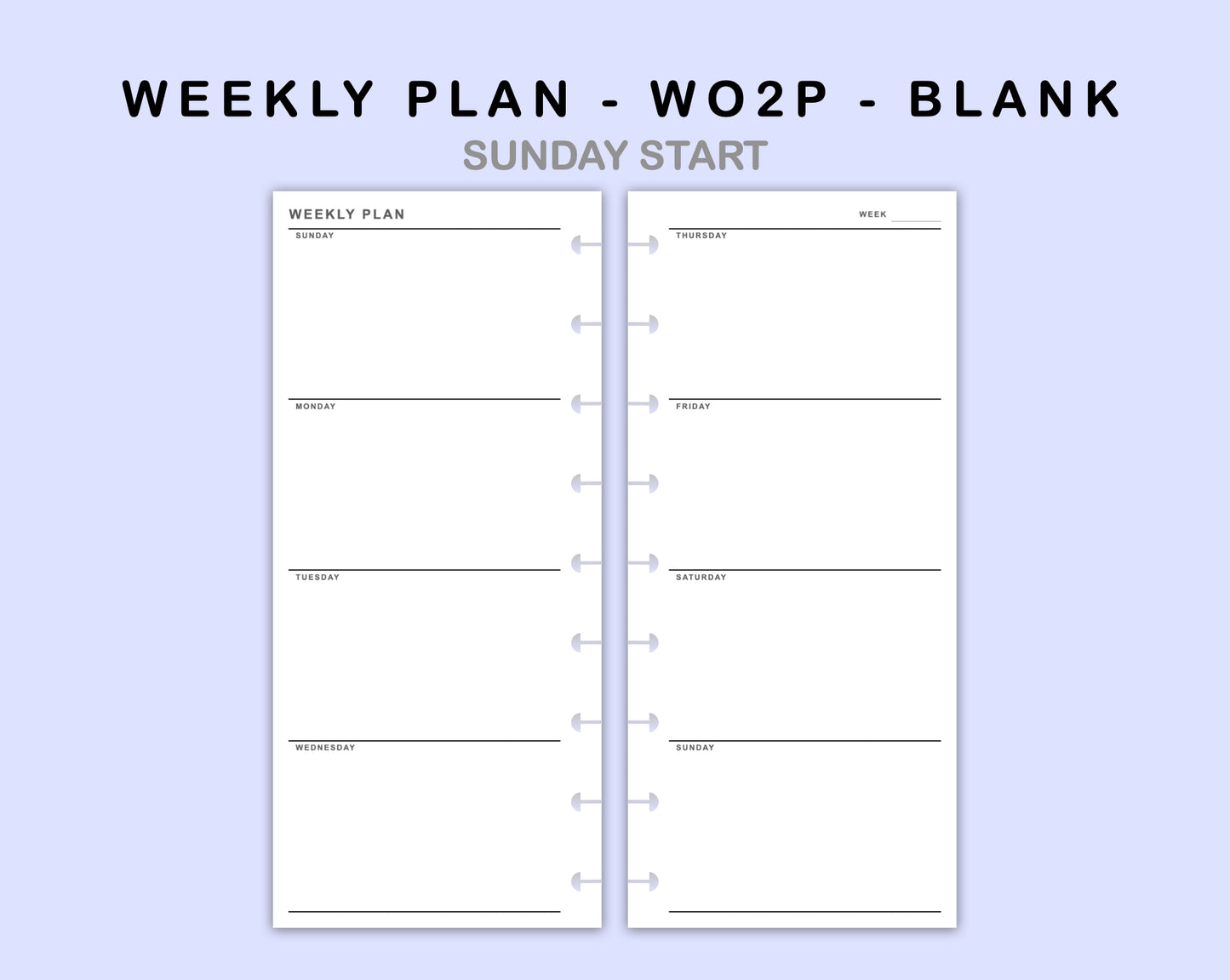 Skinny Classic HP Inserts - Weekly Plan - WO2P - Blank