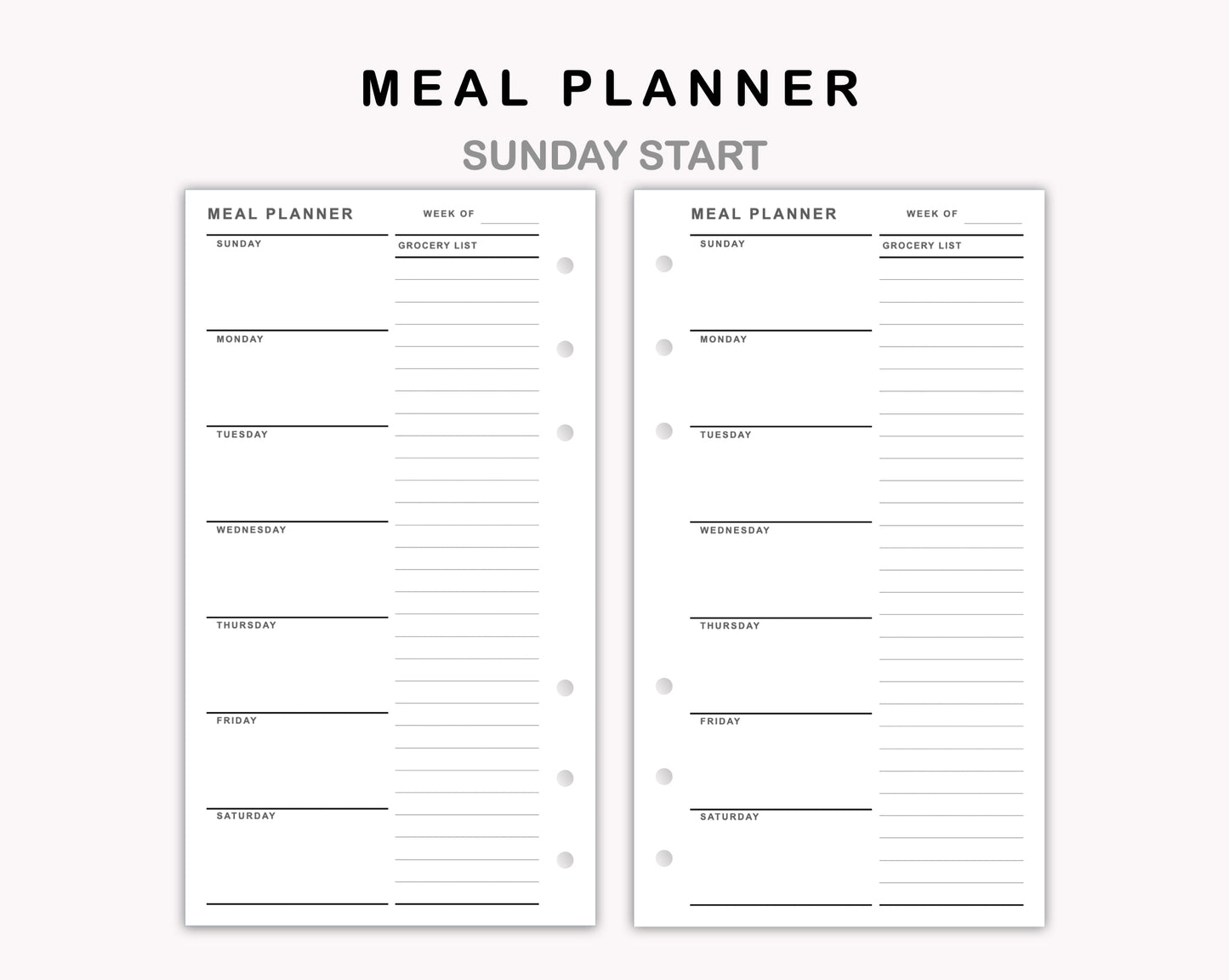 Personal Inserts - Meal Planner with Grocery List