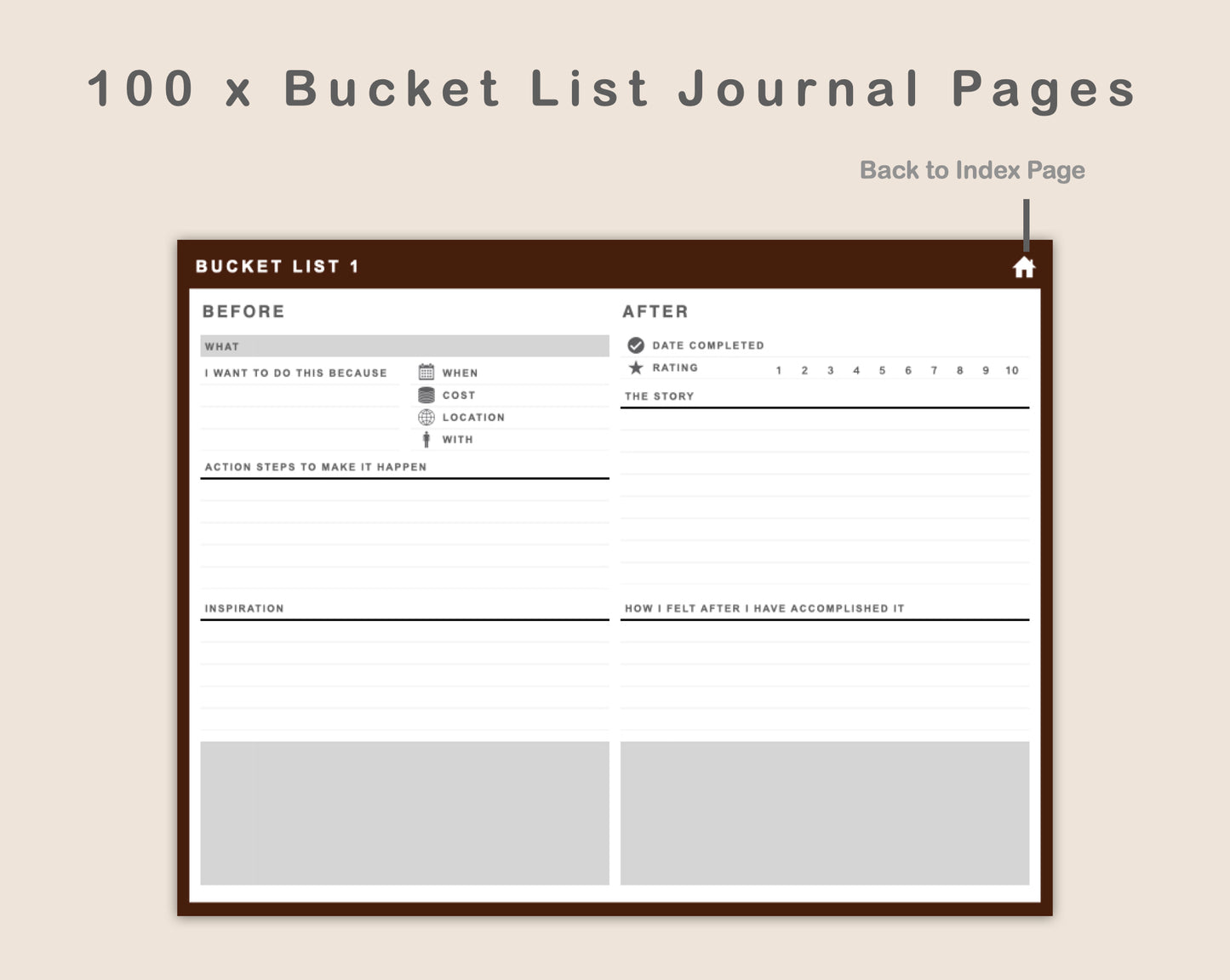 Digital Bucket List Journal - Brown Coffee
