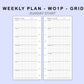Skinny Classic HP Inserts - Weekly Plan - WO1P - Grid