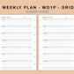 Mini Happy Planner Inserts - Weekly Plan - WO1P - Grid