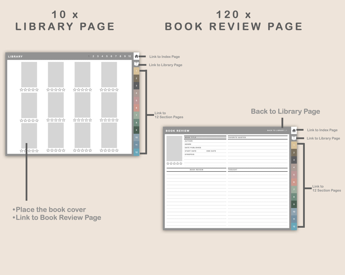 Digital Reading Planner - Landscape - Muted