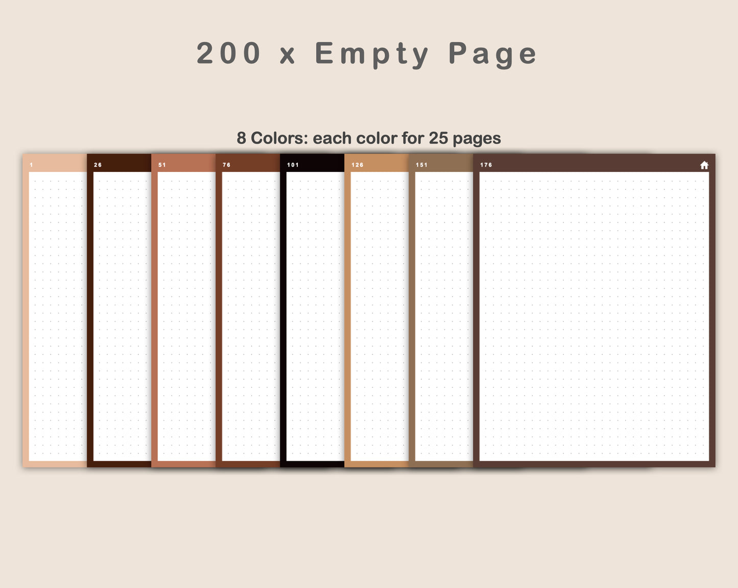 Digital Bullet Journal 200 Pages - Portrait - Brown