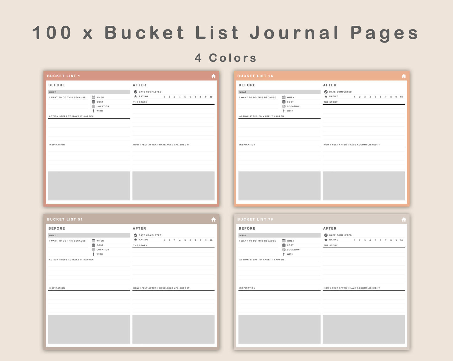 Digital Bucket List Journal - Neutral