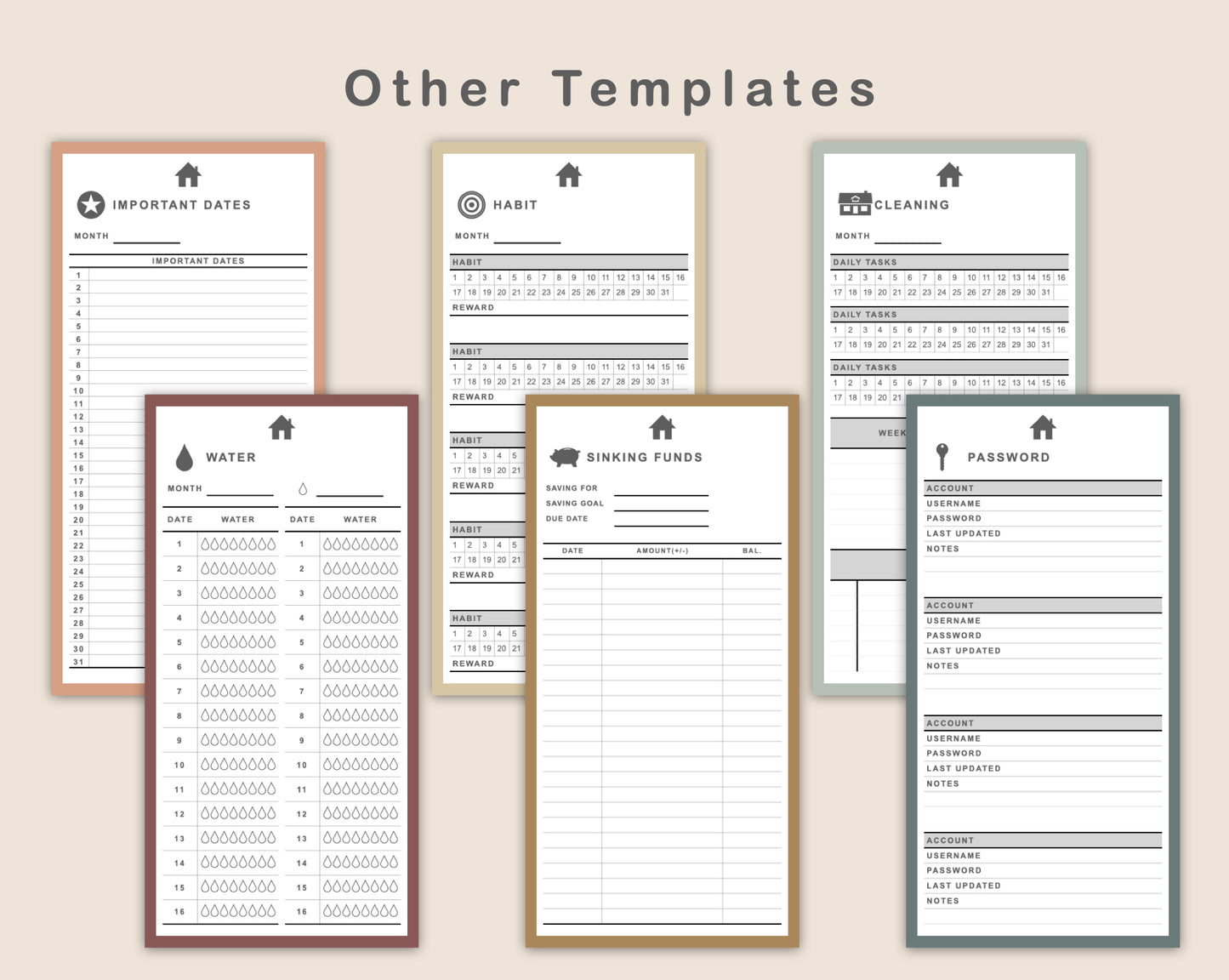 Digital Phone Planner - Earthy