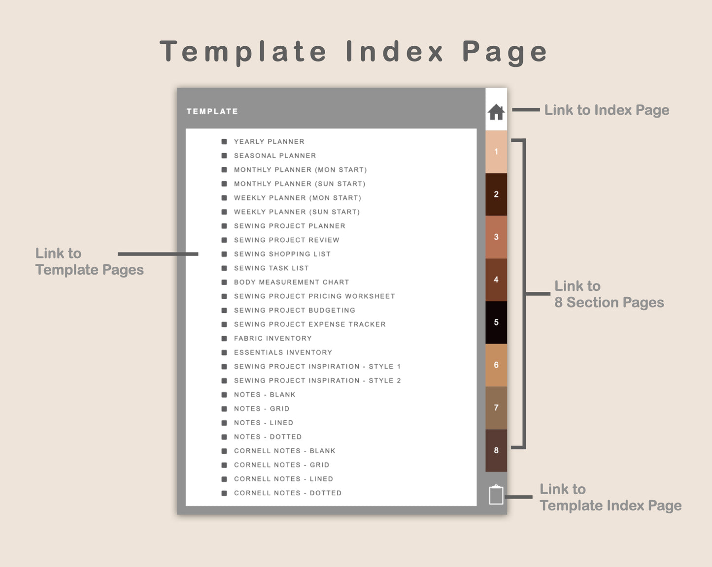 Digital Sewing Planner - Brown