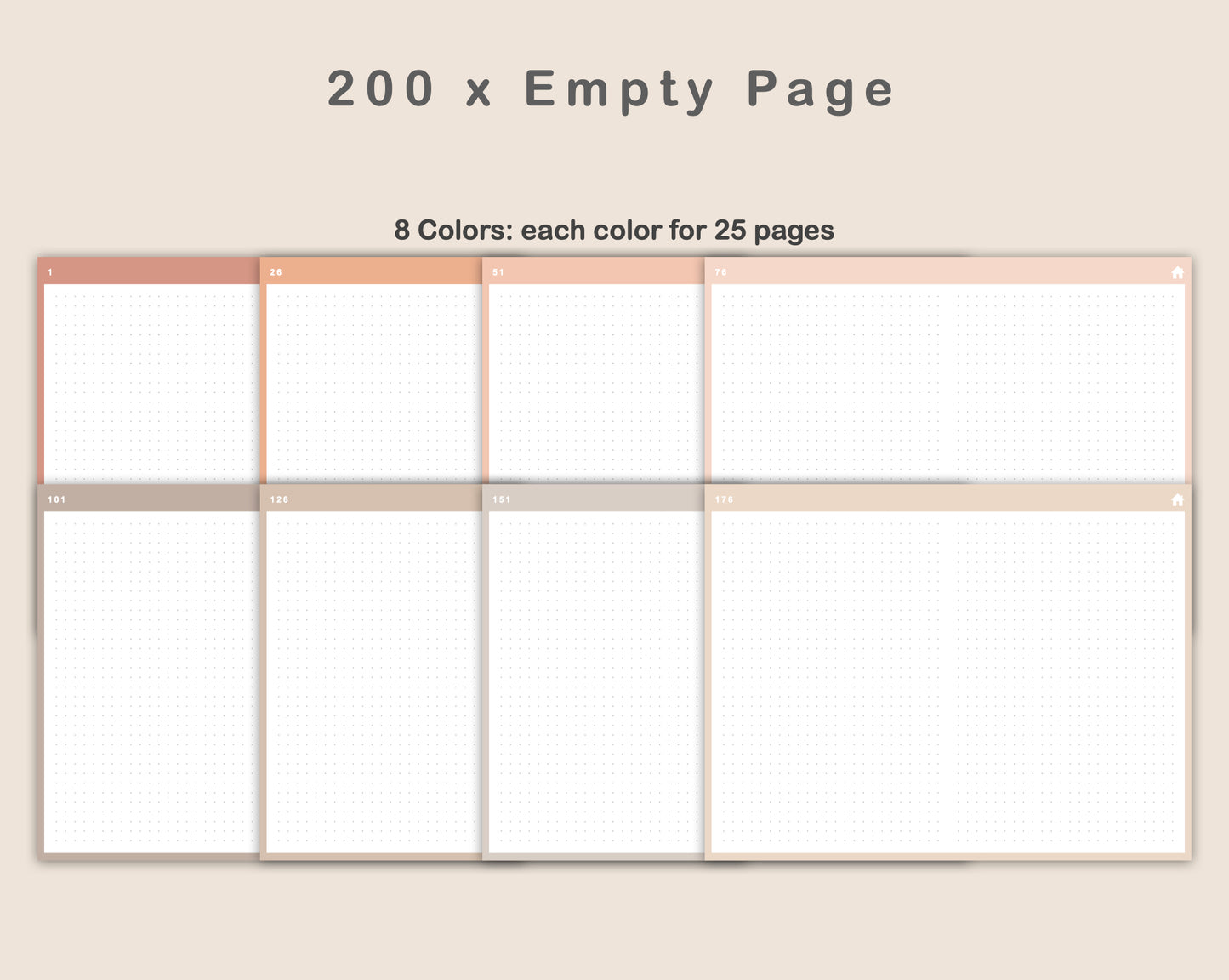 Digital Bullet Journal 200 Pages - Landscape - Neutral