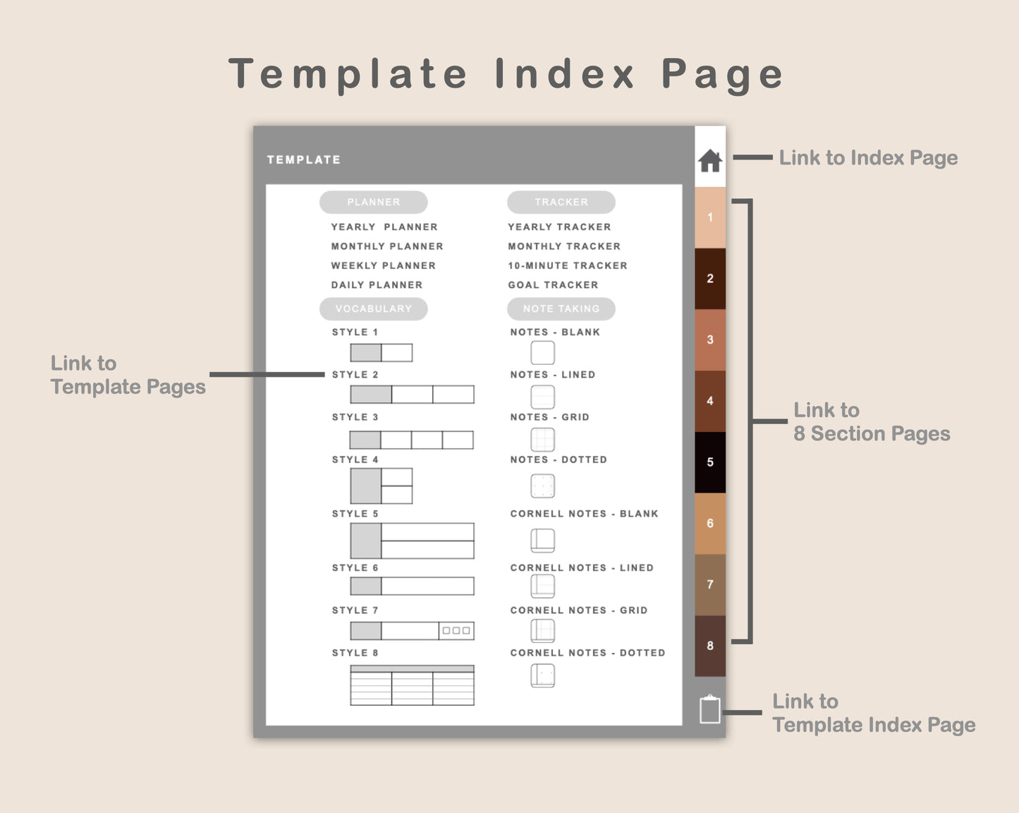 Digital Vocabulary Notebook - Brown Coffee