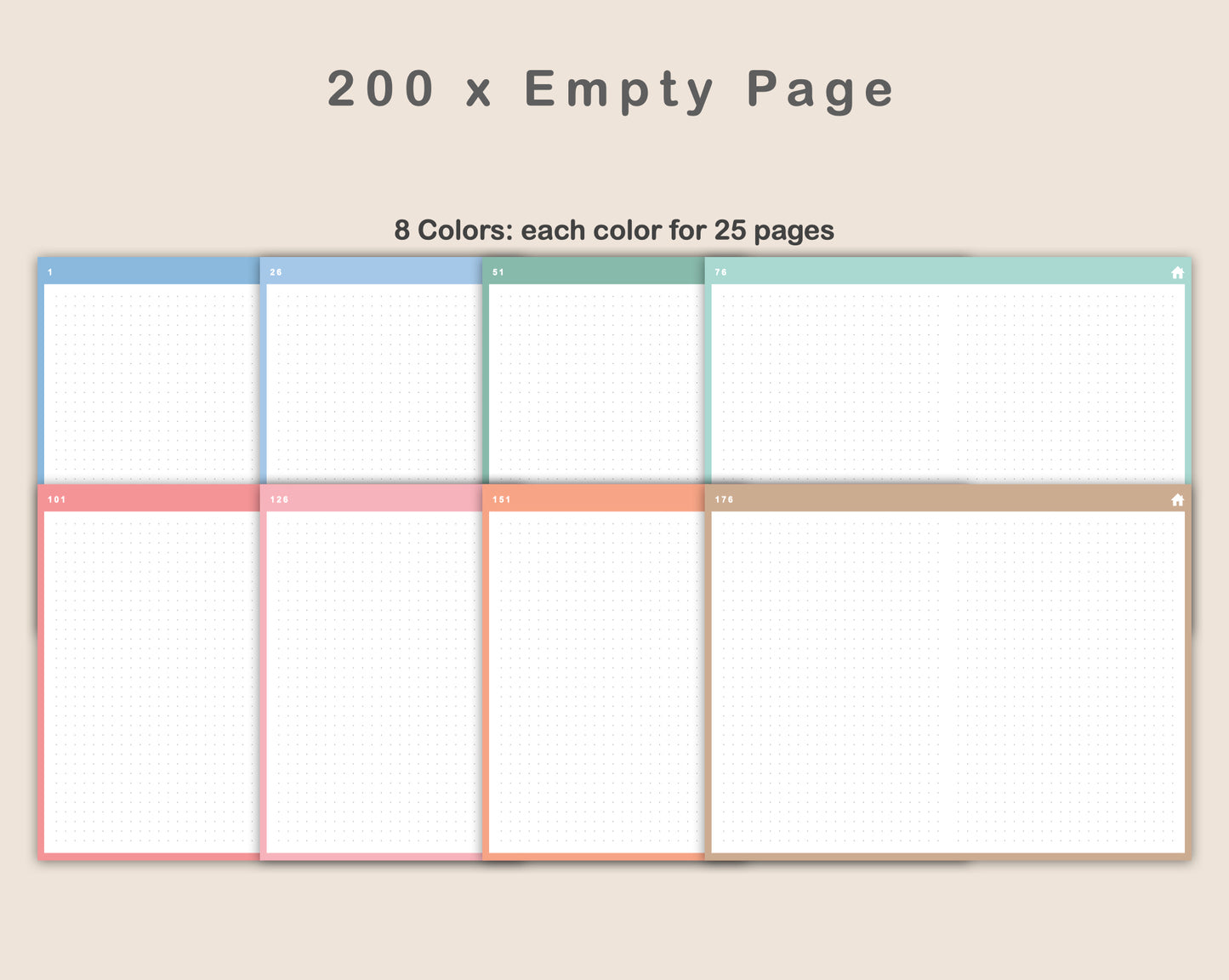 Digital Bullet Journal 200 Pages - Landscape - Pastel