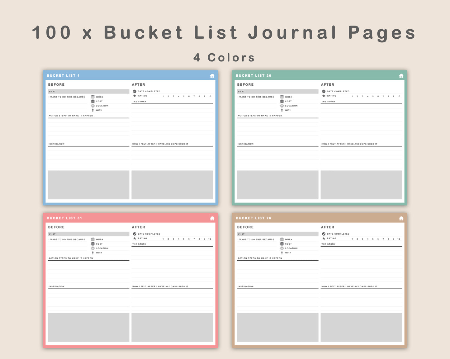 Digital Bucket List Journal - Pastel