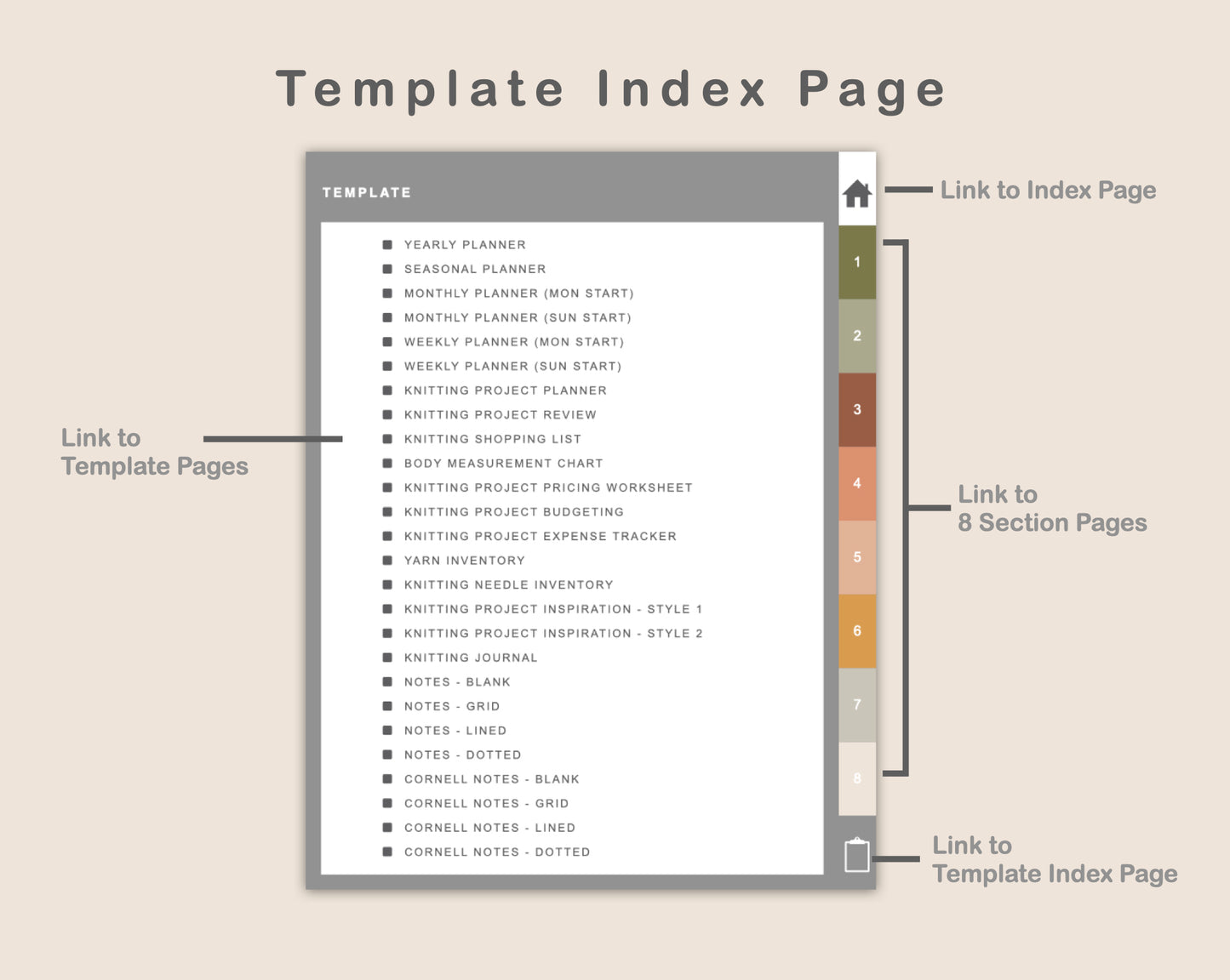 Digital Knitting Planner - Boho