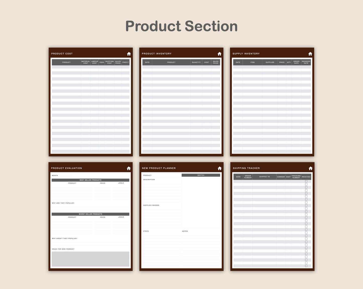 Digital Small Business Planner - Coffee Brown