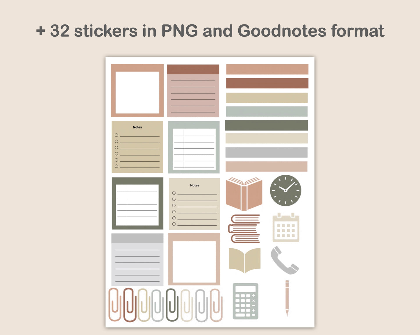 Digital Notebook 8 Tab - Portrait - Earthy