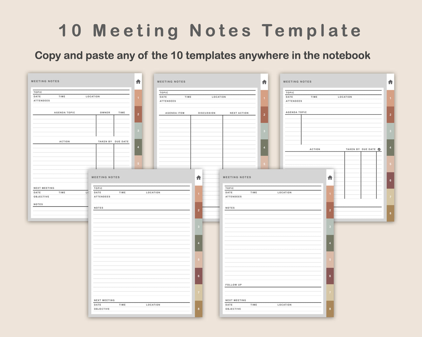 Digital Meeting Notes - Portrait - Earthy