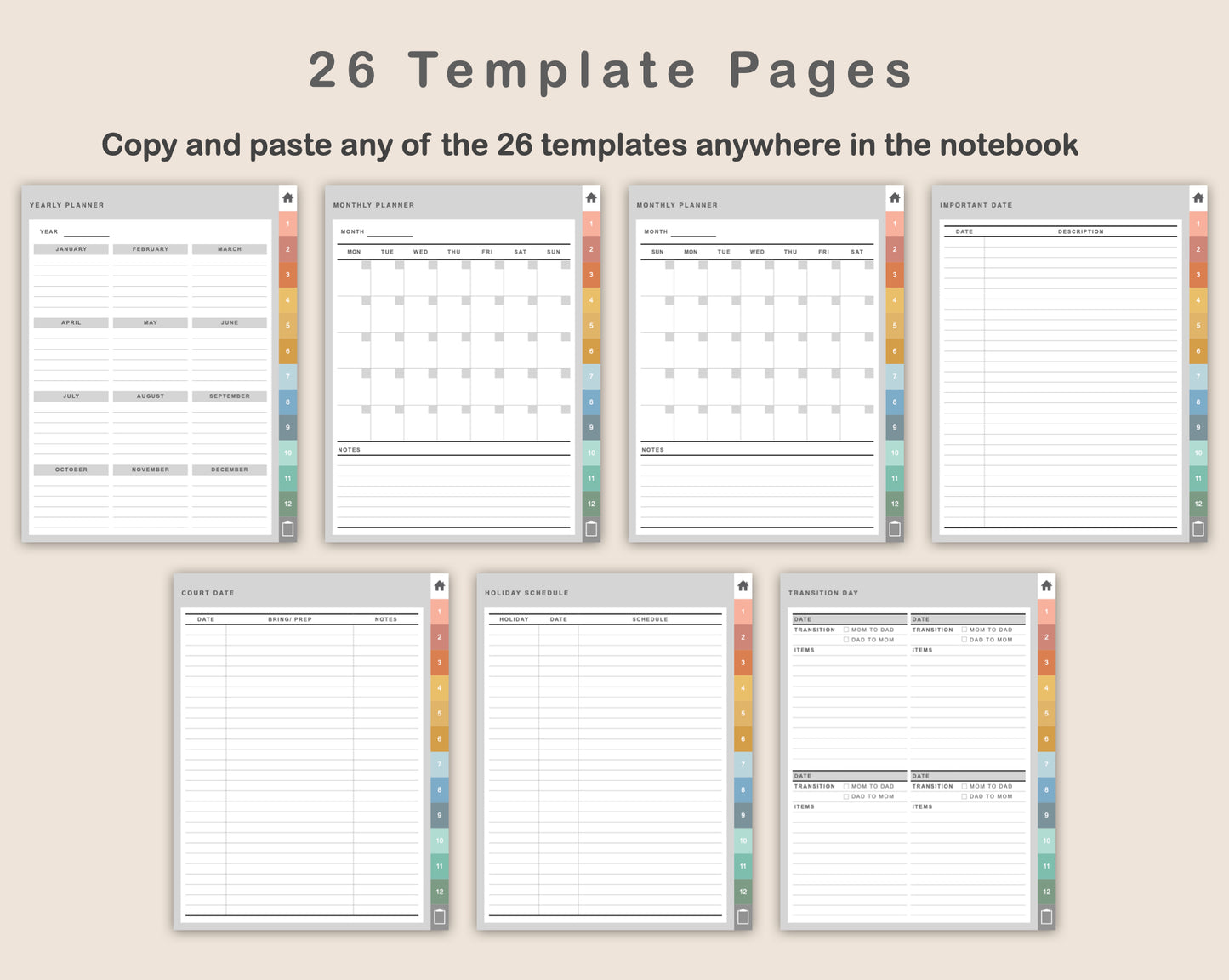 Digital Child Custody Planner - Boho