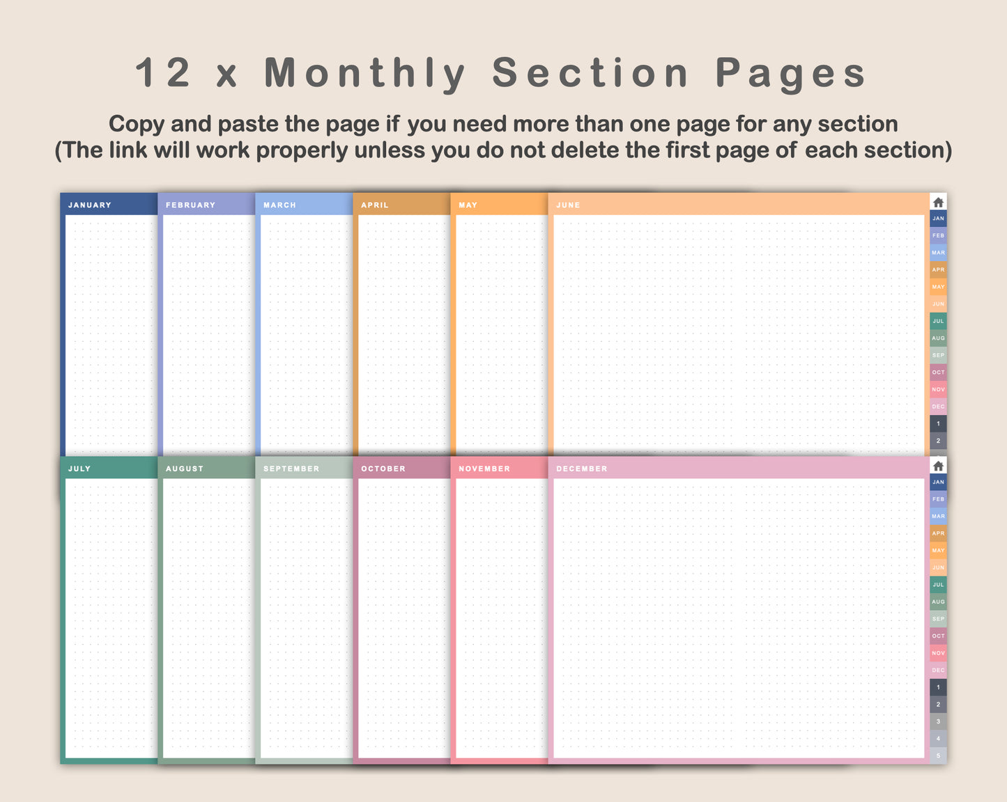 Digital Bullet Journal - 12 Months - Landscape - Spring