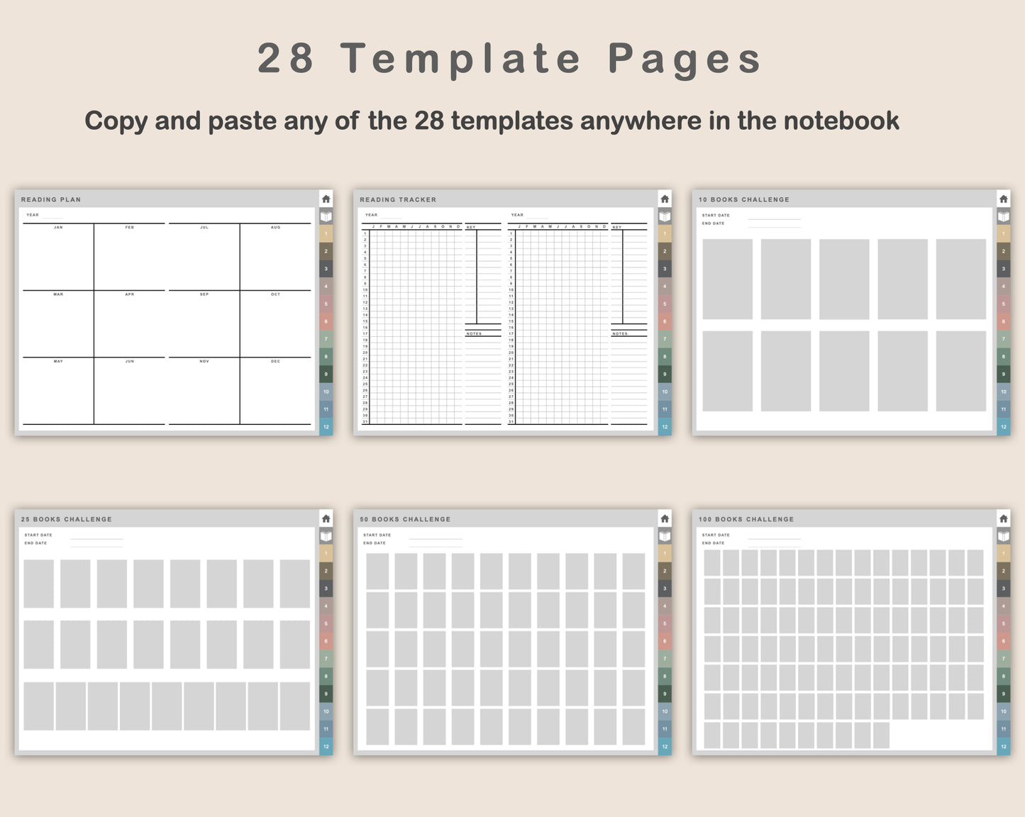 Digital Reading Planner - Landscape - Muted