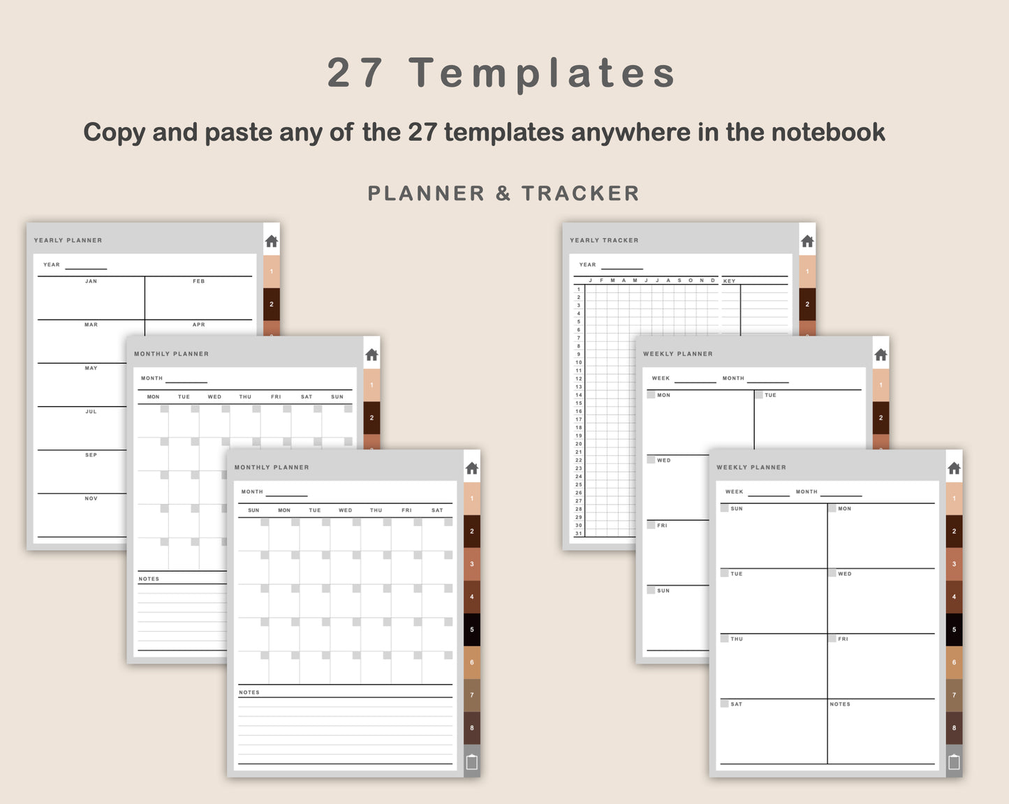Digital Goal Planner - Brown