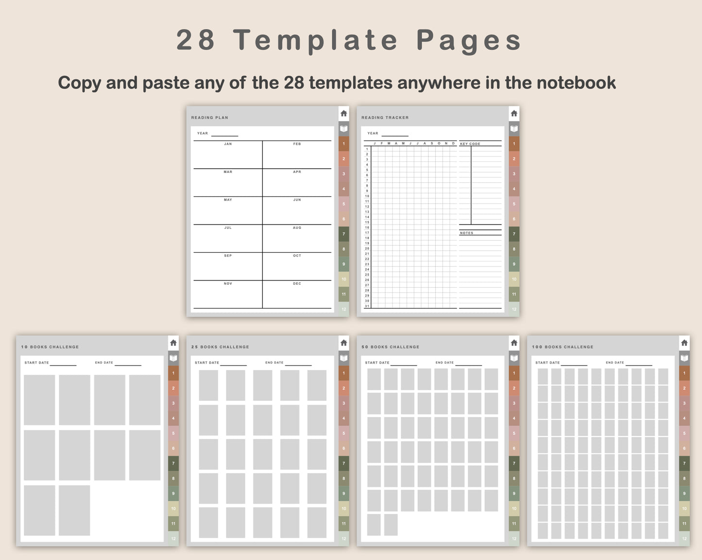 Digital Reading Planner - Portrait - Neutral