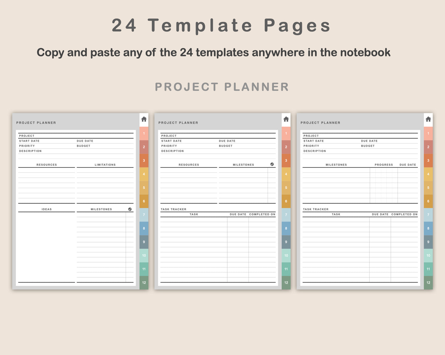 Digital Project Planner - Portrait - Boho