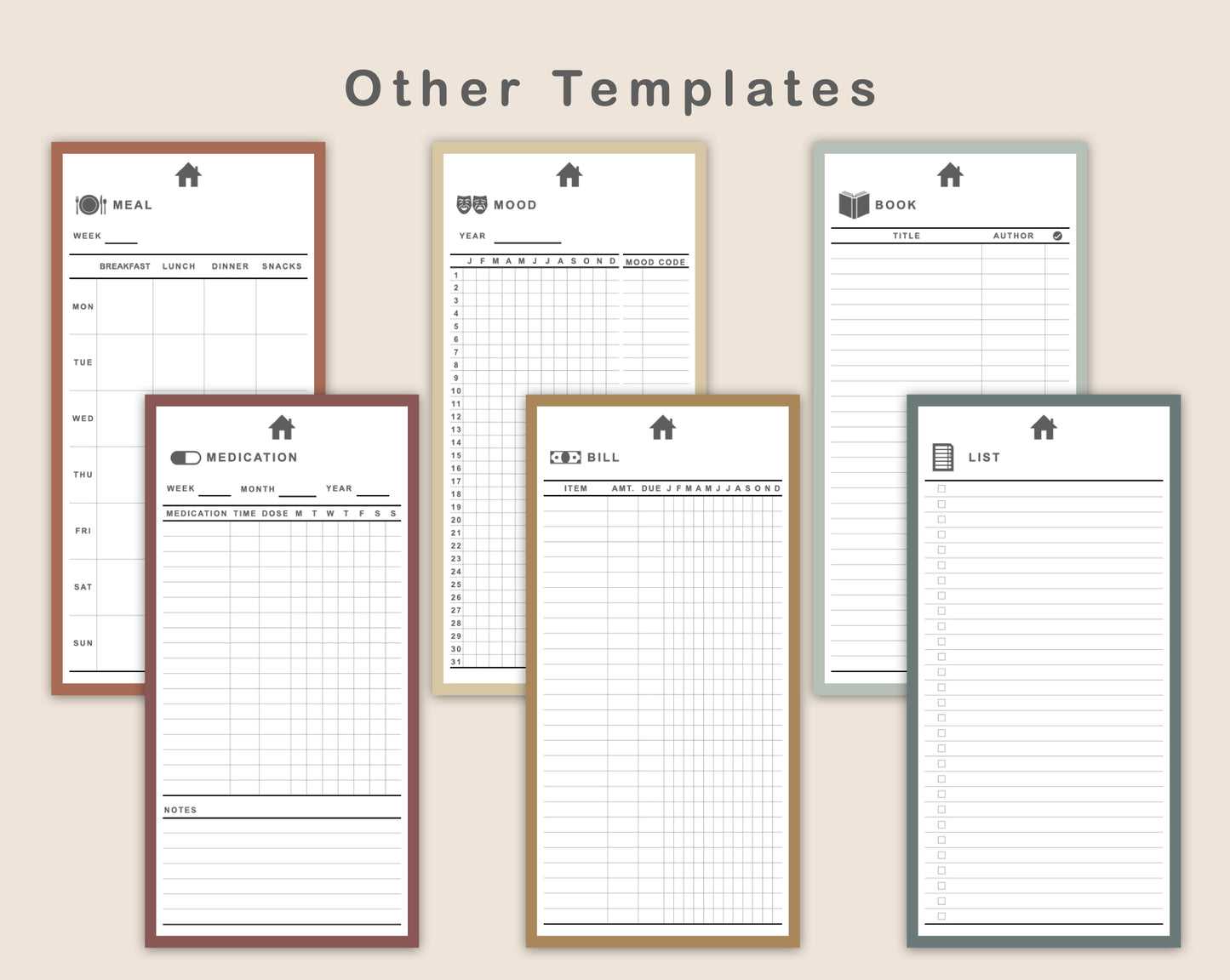Digital Phone Planner - Earthy