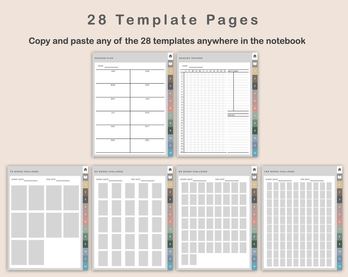 Digital Reading Planner - Portrait - Muted