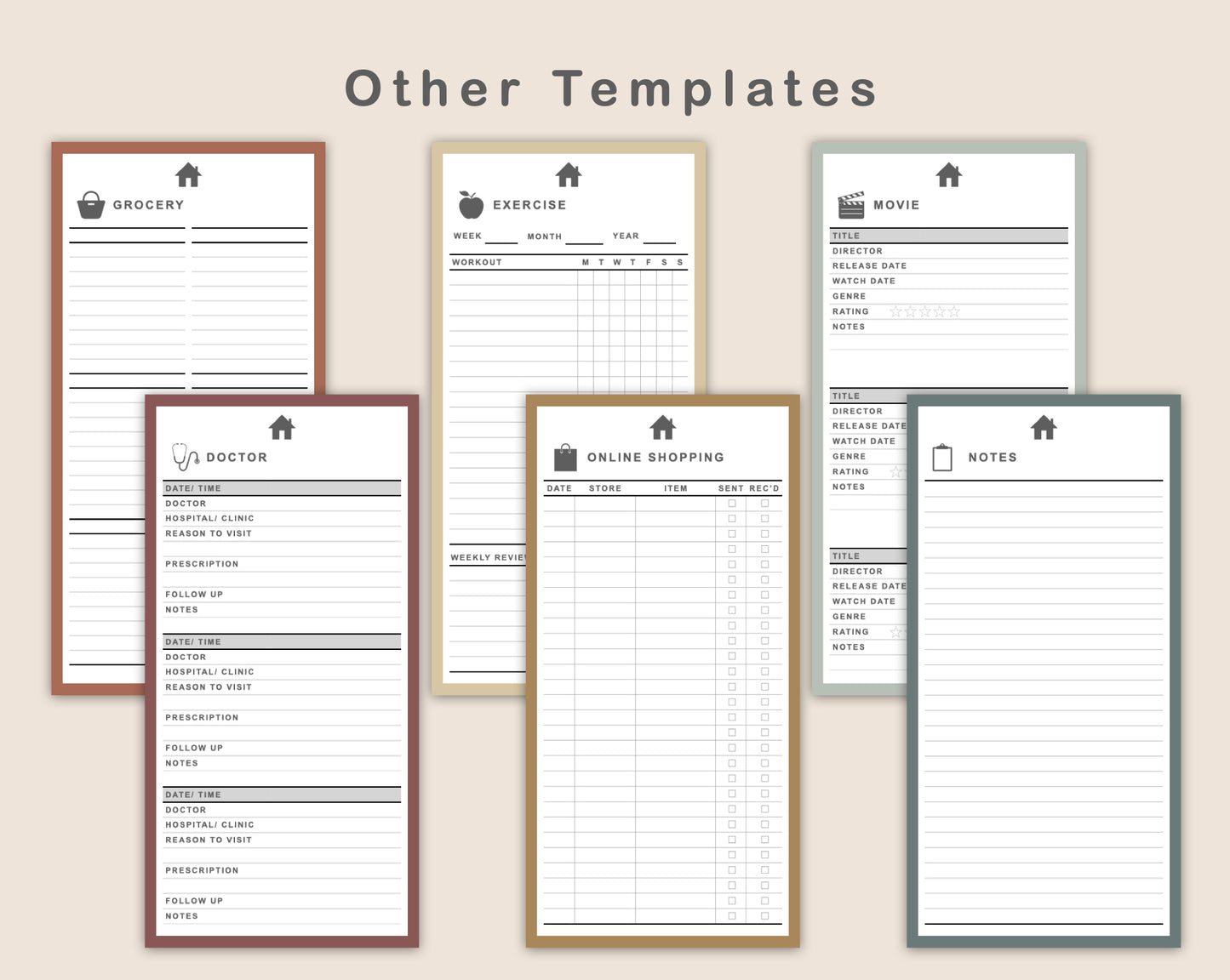 Digital Phone Planner - Earthy