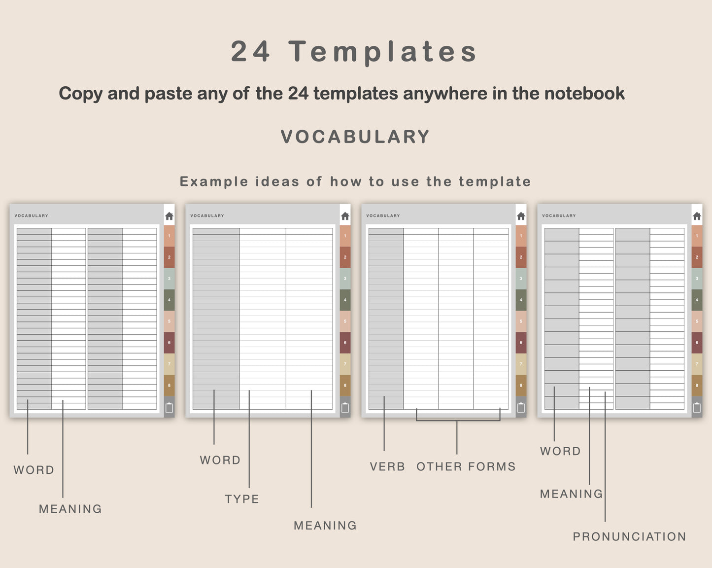 Digital Vocabulary Notebook - Earthy