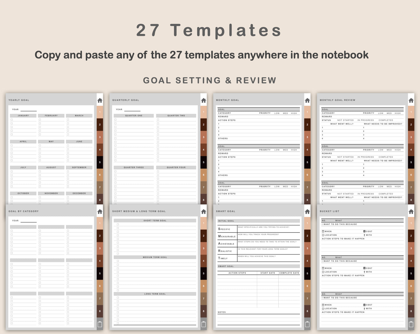 Digital Goal Planner - Brown