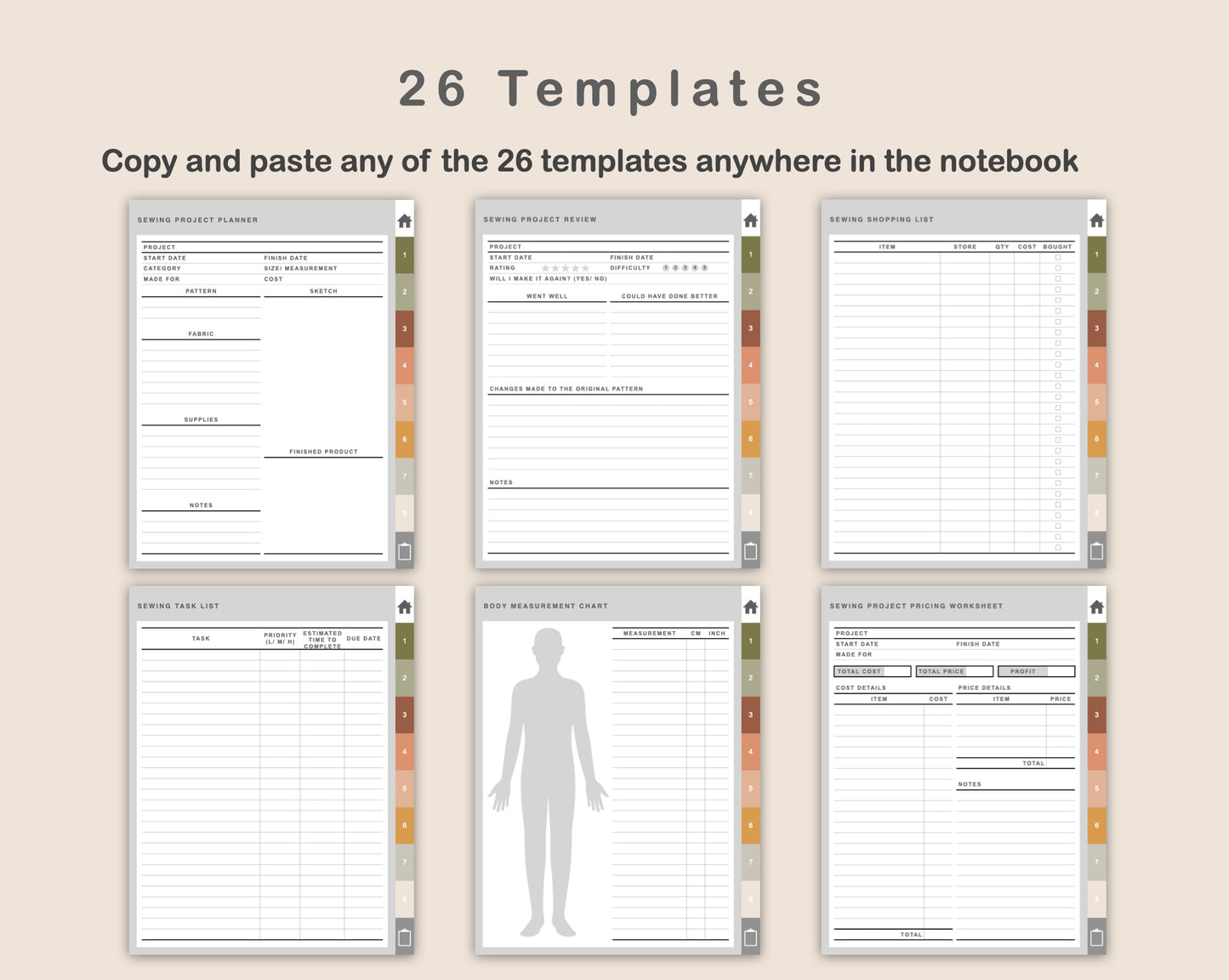 Digital Sewing Planner - Boho